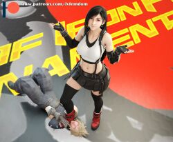 3d 3d_(artwork) abs absurdres arrogant beaten black_hair blender blonde_hair boot_fetish boots calves chokehold choking cloud_strife confident crush crushing dominant dominant_female domination dominatrix female_domination femdom fight fighting fighting_pose fighting_ring fighting_stance final_fantasy final_fantasy_vii final_fantasy_vii_remake hands_on_legs helpless highres humiliated humiliation jvfemdom long_hair midriff miniskirt mixed_wrestling muscular muscular_calves muscular_female muscular_legs muscular_thighs pinned pinned_down public_humiliation shrug skirt smug smug_face spiked_hair stepped_on stepping stockings submission thick_ass thick_thighs thigh_socks thighhighs thighs tifa_lockhart trample trampling victory victory_pose wrestling