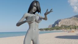 beach big_breasts fortnite groping_breasts nude nude_female pose posing willow_(fortnite)