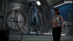 1futa 1girls 3d abs alien asari banap big_balls big_penis blender blender_(software) blue_skin chained collar comic comic_page commander_shepard dialogue english english_dialogue english_text female femshep futanari huge_balls huge_cock leash mass_effect no_nut_november nude nude_futanari penis red_hair sagging_balls samara self_upload tagme text thong