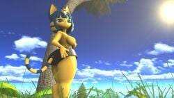 3d 3d_(artwork) 3d_model animal_crossing ankha ankha_(animal_crossing) ankha_(hazeker) breasts doubutsu_no_mori furry hand_on_hip hazeker nairu_(doubutsu_no_mori) nintendo nipples topless