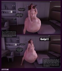 2022 2girls 3d bedroom breasts brigitte female female_only lepetitejane1111 overwatch self_upload vore vore_belly vore_comic vore_sex