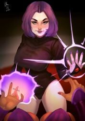 2023 2girls blush clitoris clitoris_piercing dc dc_comics female female_only female_pov fingering korwuarts leotard multiple_girls piercing portal pov pussy pussy_juice rachel_roth raven_(dc) starfire teen_titans thick_thighs wide_hips yuri