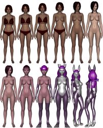 3d ass body_modification breasts bunny_girl female hair_color_change midriff navel nipples nukunookee robot_girl robotization thick_thighs transformation transformation_sequence wide_hips