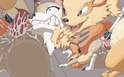 1girls 2boys anthro anthro_on_feral anthro_penetrating arcanine cum cum_in_ass cum_in_pussy cum_inflation cum_inside cumflated_belly cumflation double_penetration female female_penetrated feral feral_on_feral feral_penetrated feral_penetrating feral_penetrating_feral furry generation_1_pokemon generation_7_pokemon group_sex inflation lycanroc male male/female male_penetrating male_penetrating_female midday_lycanroc pata pokemon pokemon_(species) pokemon_on_pokemon questionable_consent sex tagme threesome