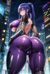 ai_generated akiyama_rinko bubble_butt curvaceous curvy_female curvy_figure female_focus female_only hi_res latex_suit skin_tight stable_diffusion taimanin_(series) voluptuous voluptuous_female