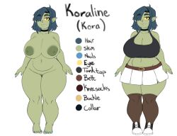 1girls big_breasts breasts color_palette commission crop_top doocen female female_only goblin goblin_female green-skinned_female green_skin huge_breasts large_breasts short_skirt short_stack solo thick_thighs wide_hips