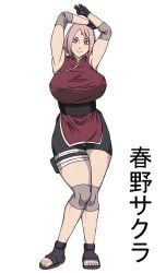 1girls alternate_breast_size armpits arms_up big_breasts female female_only human naruho naruhodo_(artist) naruto naruto:_the_last naruto_(series) sakura_haruno solo