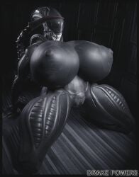 3d alien alien_(franchise) big_areola big_breasts big_nipples big_pussy black_body drakepowers female_xenomorph huge_breasts huge_thighs nightmare_waifu thick_thighs xenomorph