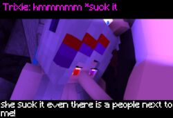 1boy 1girls 3d blowjob female gray_hair mine-imator minecraft purple_eyes red_eyes sex tagme xxtrixie_(xxtrixieggman9)