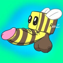 antennae balls bee bee_(minecraft) blush cute drone_honeybee fluffy huge_cock huge_eyes penis ricez shaded stripes veiny_balls veiny_penis wings zoophilia