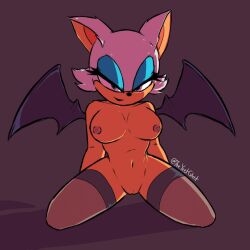 2020 anthro areola bat breasts clothing eyeshadow female fur genitals hi_res legwear looking_at_viewer makeup mammal mostly_nude neonnutter nipples pussy rouge_the_bat sega signature simple_background solo sonic_(series) sonic_the_hedgehog_(series) white_body white_fur wings