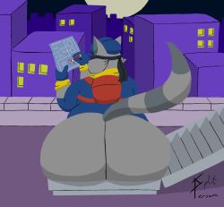 ass_focus ass_too_big bandit big_ass big_butt butt_too_big huge_ass huge_butt male_only night overweight overweight_male pear-shaped_figure pear_shaped raccoon sly_cooper sly_cooper_(series) split-persona thief too_big vent