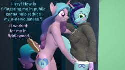 3d_(artwork) anthro anthrofied breasts clothed clothed/nude clothing dialogue digital_media_(artwork) equid equine female female/female finger_fuck fingering fingering_partner hasbro hi_res horn izzy_moonbow_(mlp) mammal misty_brightdawn_(mlp) mlp_g5 my_little_pony nude papadragon69 sex unicorn vaginal_penetration