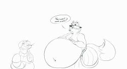 animated animated ball_belly bhm big_belly big_chest bursting_clothes charly_(darkcresentskymin) darkcresentskymin fatfur growth male_only overweight_male pecs round_belly size_difference transformation wide_hips wolf