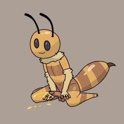 1:1 antennae_(anatomy) anthro arthropod balls bee black_eyes bodily_fluids cum cum_drip cumshot cutecrodile digital_media_(artwork) dripping ejaculation erection flavored_cum food genital_fluids genitals grey_background hi_res honey_(food) honey_cum humanoid_genitalia humanoid_penis hymenopteran insects male nude penis simple_background solo solo_focus stinger_(anatomy) stinger_tail striped_body stripes unusual_bodily_fluids unusual_cum unusual_genital_fluids yellow_body