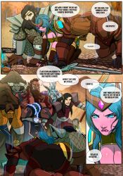 1girls aqua_hair blizzard_entertainment blood_elf comic comic_page dark-skinned_male dark_skin darkra dialogue druid_(warcraft) dwarf dwarf_(warcraft) dwarf_male elf_female elf_male english_text female goblin_male human human_(world_of_warcraft) human_male light-skinned_male light_skin lulusa_wildmist mag'har_orc male multiple_boys night_elf orc orc_(warcraft) orc_male original_character page_15 pink_skin tauren tauren_male troll troll_(warcraft) troll_male warcraft world_of_warcraft