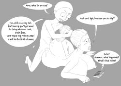 1boy 1girls 2d adult_swim anal areolae brother_and_sister commission cum_in_ass cum_on_body diklonius english_text female hair_pulling hi_res huge_ass huge_breasts incest male monochrome morty_smith naked naked_female naked_male nipples rick_and_morty sex smartphone summer_smith text text_bubble