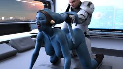 1boy 1girls 3d aayla_secura absurd_res clone_trooper doggy_style drinkerofskies female interspecies male moaning sex star_wars twi'lek