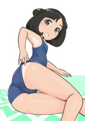 1girls ass female female_only huge_ass human human_only microsd_(artist) nintendo one-piece_swimsuit pokemon pokemon_sm selene_(pokemon) solo solo_female swimsuit tanline