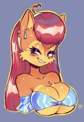 2d anthro big_breasts blue_eyes blush breasts bust chipmunk cleavage clothing color eyelashes female female_only fur furry jamoart jpeg long_hair mammal sally_acorn sega smile solo sonic_(series) sonic_satam sonic_the_hedgehog_(archie) sonic_the_hedgehog_(series) tagme underboob