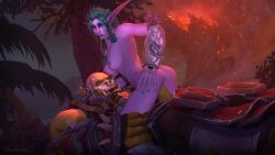 1boy 1girls 3d alvarina blizzard_entertainment cheating cheating_wife cowgirl_position elf elf_ears female female_penetrated green_hair green_skin interspecies male male_penetrating_female night_elf orc orc_(warcraft) orc_male orced purple-skinned_female purple_skin sex tyrande_whisperwind vaginal_penetration vaginal_sex varok_saurfang warcraft world_of_warcraft