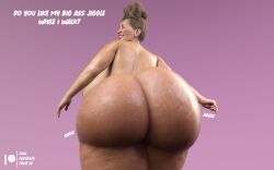 areolae ass big_ass big_butt breasts butt_focus chubby daz3d daz_3d daz_studio dialogue female jiggle jiggling_ass large_breasts lowhangingfruit3d_(artist) mature mature_female motion_blur nipples obese older_female pinup sagging_breasts shaking shaking_ass shaking_butt slightly_chubby stretch_marks sweat sweatdrop sweating sweaty sweaty_body thick_thighs ugly wide_hips