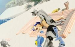 1boy 1boy1girl 1girls 3d 3d_(artwork) alternate_version_available anthro ass beach big_ass blue_hair carmelita_fox doggy_style furry male/female nicholaideus orange_fur penetration sex sly_cooper sly_cooper_(series) sony_corporation sony_interactive_entertainment sucker_punch_productions