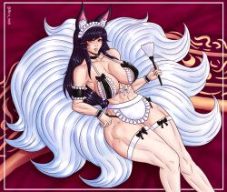 9_tails abs ahri animal_ears animal_girl apron big_breasts bikini bikini_bottom bikini_top black_hair breasts cleavage clothing curves curvy curvy_body curvy_female curvy_figure curvy_hips curvy_milf elegant facial_markings female female_only fitness fluffy fluffy_ears fluffy_tail fluffy_tails fox fox_ears fox_girl fox_tail furry_tail hips hourglass_figure huge_breasts humanoid kitsune kumiho large_breasts league_of_legends legs long_hair maid maid_apron maid_bikini maid_headdress maid_outfit maid_uniform milf multiple_tails muscular_female nine_tailed_fox niramoli pale-skinned_female pale_skin sex_toy strong strong_woman tail thick thick_legs thick_thighs thighs vastaya voluptuous voluptuous_female wide_hips