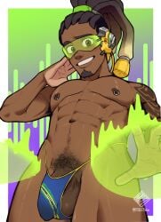 0027woo abs african african_male afro-latino biceps big_bulge bulge dark-skinned_male dark_skin dreadlocks glasses hand_on_face lúcio looking_at_viewer male male_only melanin muscles muscular muscular_male overwatch overwatch_2 pecs penis_peek pierced_nipples posing shirtless_male smooth_chest smooth_skin tattoos thick_thighs thong underwear underwear_only