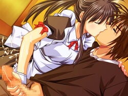 distance_(silksoft) fukuma_urara game_cg handjob kissing maid tekoki yamamoto_kazue