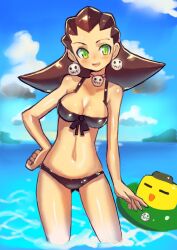 1girls beach bikini binelu01 cleavage dakusuta medium_breasts mega_man mega_man_legends swimsuit tagme tron_bonne