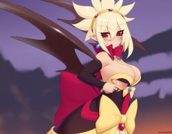 breasts cleavage demon demon_girl demon_wings disgaea disgaea_2 dress kuroonehalf large_breasts nippon_ichi_software rozalin