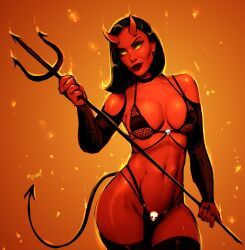 1girls 2023 aleksandrgav black_hair curvy_body demon demon_girl demon_horns demon_tail female_focus hi_res huge_breasts long_hair original original_character red_skin solo_female solo_focus voluptuous voluptuous_female