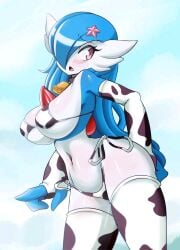 big_ass big_breasts big_hips blue_hair cow_girl gardevoir humanoid long_legs pokémon_(species) pokemon pokemon_(species) saraiah_(heraldinthedark) shiny_pokemon shiny_skin