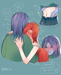 blue_eyes blush chelsea_(ruby_gillman) chelsea_van_der_zee dalia_vin defeated english_text femdom femsub implied_sex lesbian_sex lezdom mermaid red_hair romantic ruby_gillman ruby_gillman,_teenage_kraken tentacle yuri