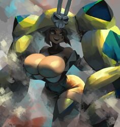 1girls big_breasts breasts cerebella clothed dark-skinned_female green_hair large_breasts noonun skullgirls thick_thighs wide_hips