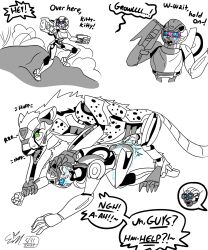 5:6 arcee arcee_(rotb) blush bodily_fluids cheetah cheetor digital_media_(artwork) doggy_style duo english_text erynerikard eukarian felid feline female feral from_behind_position genital_fluids genitals hasbro hi_res holding_down humanoid humanoid_on_feral machine male male/female mammal moan mounting paw_on_face penetration penis pogchamp questionable_consent rape robot robot_humanoid sex speech_bubble takara_tomy text transformers transformers_rise_of_the_beasts wheeljack zoophilia