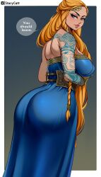 1girls ass ass_focus ass_in_dress big_ass big_breasts braid clothed female female_only god_of_war god_of_war_ragnarok huge_ass light-skinned_female milf sif_(god_of_war) storycatt talking_to_viewer