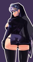 big_breasts blue_eyes cookie_run cookie_run_kingdom fat_ass nun nun's_habit panties pastry_cookie purple_hair stockings