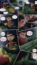 cum cum_in_mouth damian_wayne dc dc_comics dick_grayson gay gay_sex male nsfw robin_(damian_wayne) robin_(dc) robin_(dick_grayson) summumee yaoi