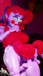 2girls 3d 3d_(artwork) artidemonboy baby_(fnafsl) big_breasts breasts circus_baby circus_baby_(fnaf) cunnilingus female female_only five_nights_at_freddy's five_nights_at_freddy's:_sister_location green_eyes hi_res nicholaideus oral oral_sex robot robot_girl scottgames twintails