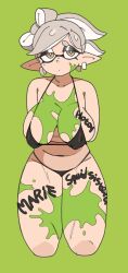 1girls big_breasts bikini body_writing breasts female hips huge_breasts inkling large_breasts marie_(splatoon) nintendo splatoon splatoon_(series) tentacle_hair thick_thighs thighs white_hair wide_hips yuta_agc