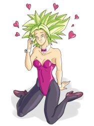 blue_eyes bunny_costume bunnysuit dragon_ball dragon_ball_super dragon_ball_z green_hair kafla kefla legendary_super_saiyan pink_suit rebut. super_saiyan super_saiyan_2