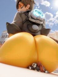 2girls 3d ass blizzard_entertainment bottopbot2 brigitte brigitte_lindholm brown_hair butt_crush female female_only giantess gigantic_ass lena_oxton overwatch sitting_on_person size_difference thick_thighs tight_clothing tracer video_games wide_hips yuri