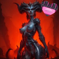 ai_generated big_breasts breasts demon demon_girl demon_horns diablo_4 female hell lilith_(diablo) milf stick_keys stickykeysai succubus succubus_queen