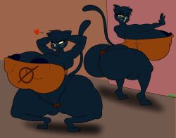 anthro areola ass bedroom_eyes big_breasts big_butt blue_areola blue_body blue_nipples breasts camel_toe clothing crouching domestic_cat felid feline felis female hands_behind_head heart hi_res huge_breasts huge_butt huge_thighs looking_back mae_borowski mammal narrowed_eyes night_in_the_woods nipples open_mouth red_eyes riku9797 seductive shirt solo thick_thighs thong topwear underwear whiskers yellow_sclera