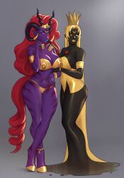 2girls akira_raikou anthro bishoujo_senshi_sailor_moon centauress clothing corruption crossover demon demon_girl demon_horns demon_tail enemy_conversion female female_only high_heels horse huge_ass huge_breasts human_to_anthro large_breasts leash mare multiple_girls navel purple_skin ranma-chan ranma_1/2 ranma_saotome succubus tagme thick_lips thick_thighs transformation usagi_tsukino wide_hips