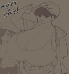 2023 absurd_res breast_envy breasts cap cleavage clothing ear_piercing earrings female female_focus gigantic_breasts hat hayabusart huge_breasts mischa_(hayabusart) overflowing_breasts short_hair tecfuzz top_heavy