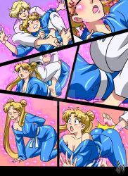 2girls beaten beating bishoujo_senshi_sailor_moon clothing comic fat female haruka_tenou huge_ass huge_breasts kyo-domesticfucker large_ass large_breasts pre-transformation sarashi thick_thighs transformation usagi_tsukino weight_loss wide_hips