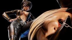 3d ahe_gao bodysuit dead_or_alive dead_or_alive_5 defeated drooling kktzane knocked_out leather leather_boots nina_williams nyotengu ryona saliva skin_tight tekken tight_clothing unconscious white_eyes